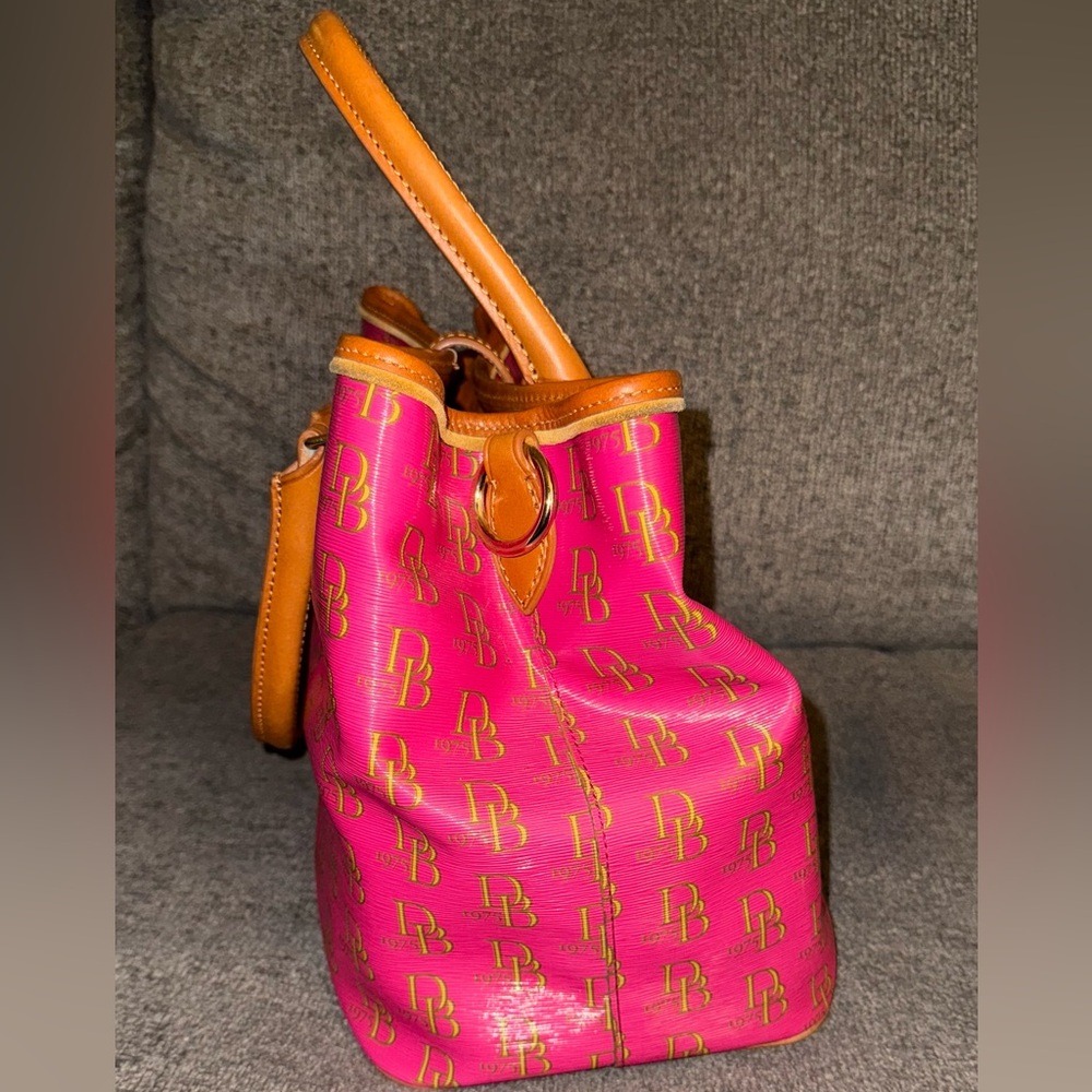 Dooney & Bourke Fuchsia Satchel with Camel Handles - Picture 4 of 9